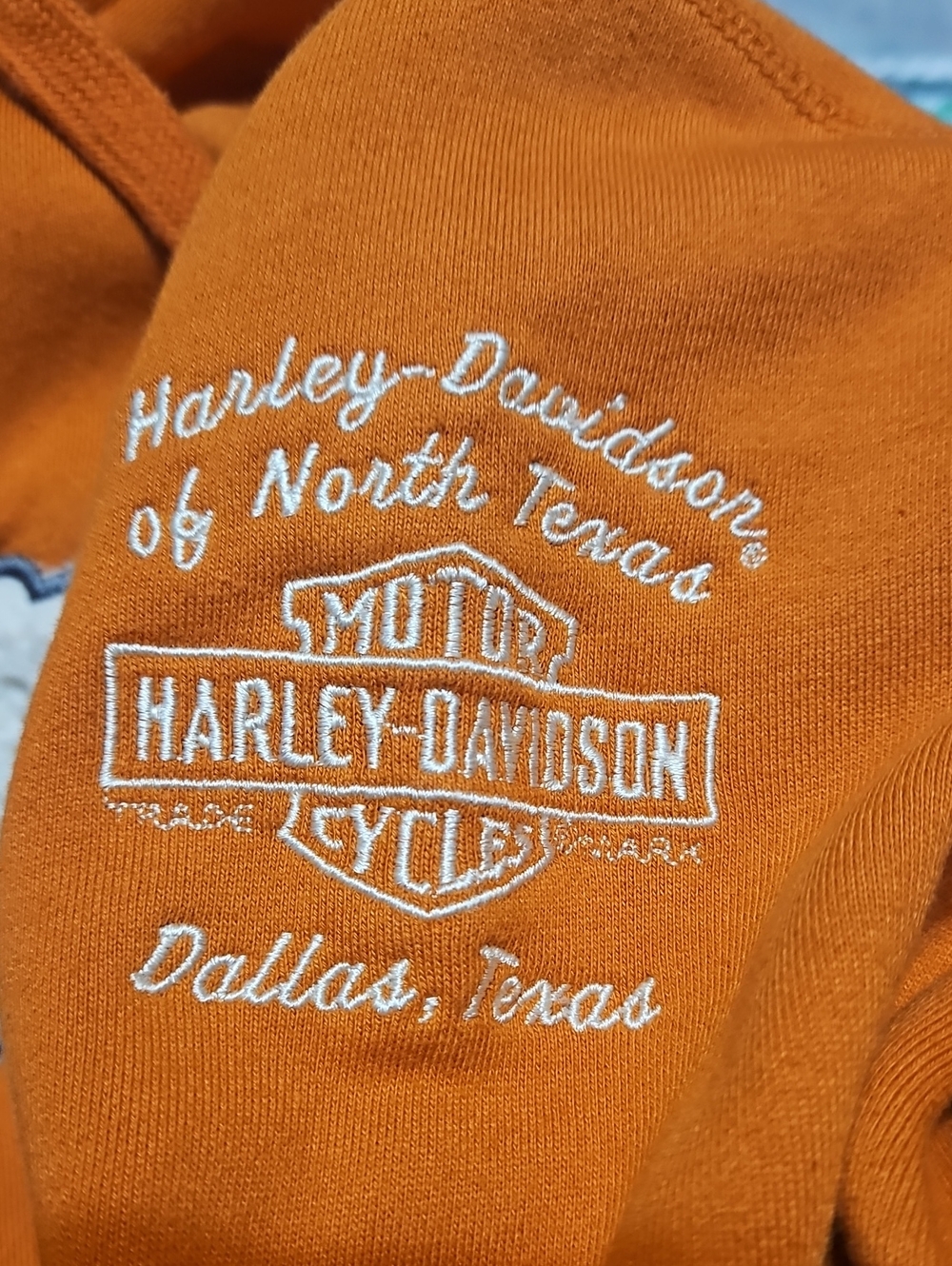 Harley-Davidson Rust Orange Sherpa-Trimmed Zip Hoodie Jacket - Picture 7 of 7